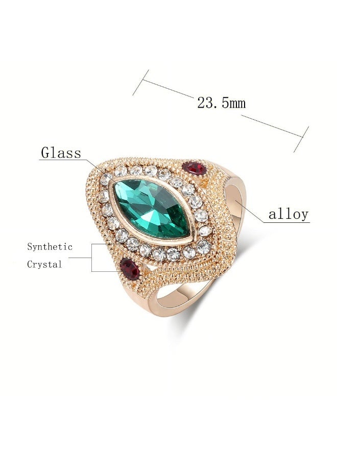1-Piece Women's Vintage Artificial Crystal Electroplate Ring, Surround Inlaid Synthetic Rhinestone Engagement Ring for Wedding/Anniversary/Party - Image 3